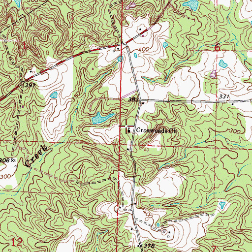 Topographic Map of Crossroads Cemetery, MS