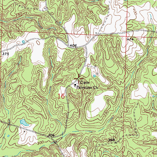 Topographic Map of Palestine Cemetery, MS