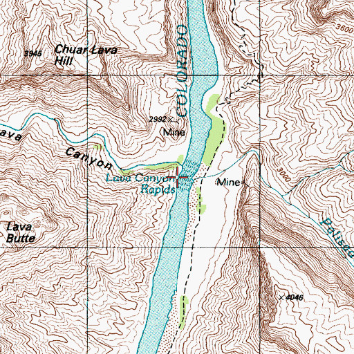 Topographic Map of Lava Canyon Rapids, AZ