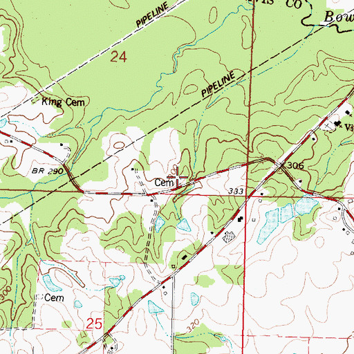 Topographic Map of King Cemetery, MS