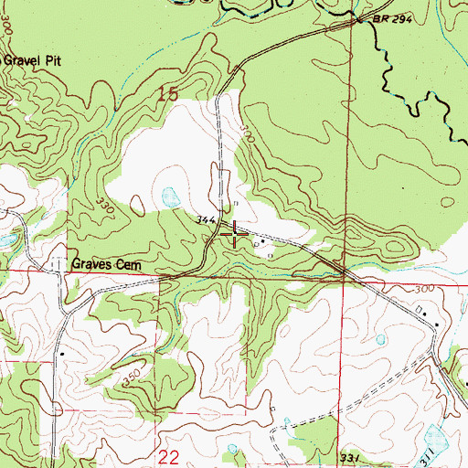 Topographic Map of Whitehead Cemetery, MS