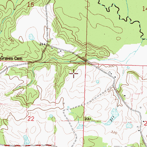 Topographic Map of Turnage Cemetery, MS