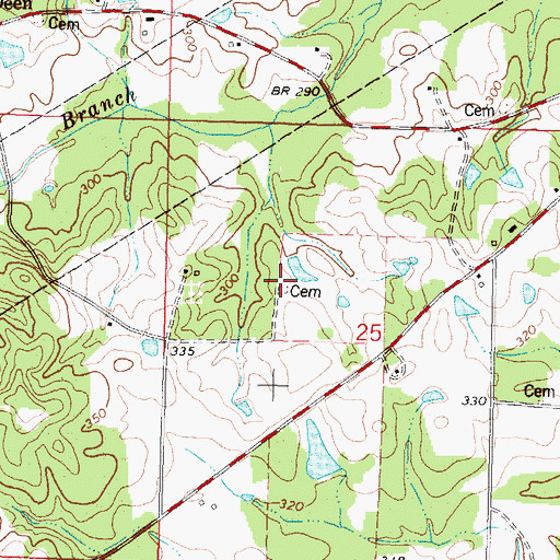 Topographic Map of King Cemetery, MS
