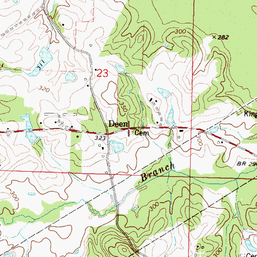 Topographic Map of Deen Cemetery, MS