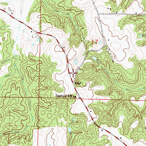 Topographic Map of Santee Cemetery, MS