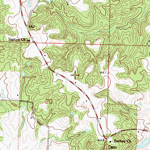 Topographic Map of Graves Cemetery, MS