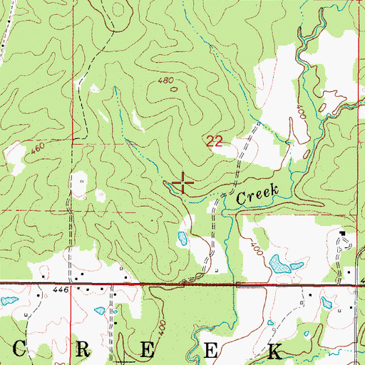 Topographic Map of Township of Bear Creek, AR