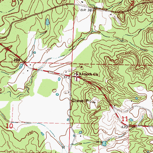 Topographic Map of Antioch Cemetery, MS