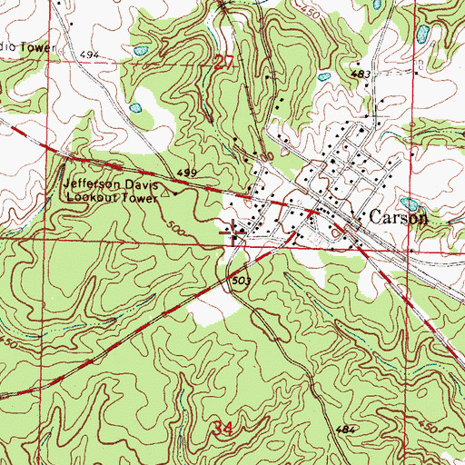 Topographic Map of Hollisday Cemetery, MS