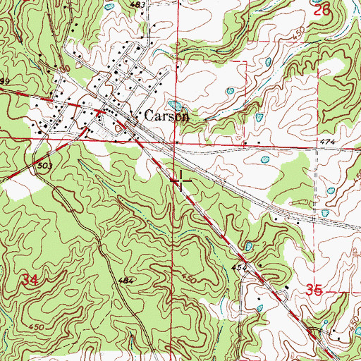 Topographic Map of Carson Cemetery, MS