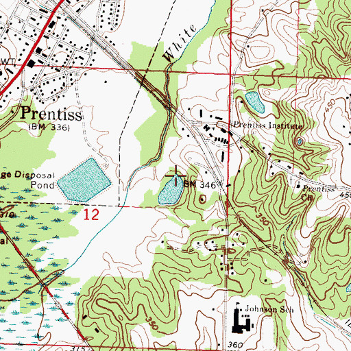 Topographic Map of Prentiss Cemetery, MS