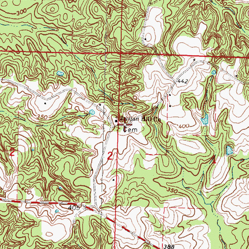 Topographic Map of Jordan Hill Cemetery, MS