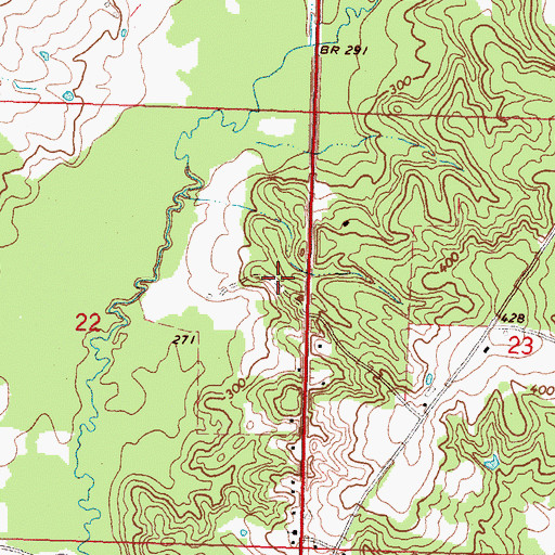 Topographic Map of Stamps Cemetery, MS