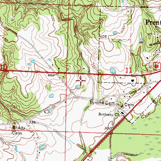 Topographic Map of Polk Cemetery, MS
