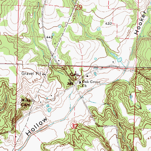Topographic Map of Oak Grove Cemetery, MS