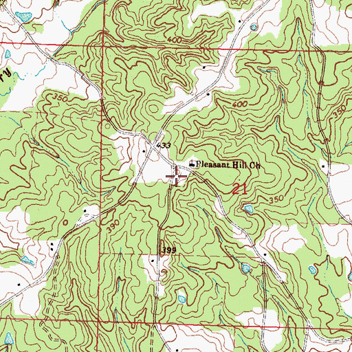 Topographic Map of South Pleasant Hill Cemetery, MS