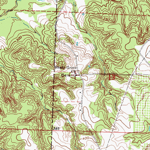 Topographic Map of Shady Grove Cemetery, MS