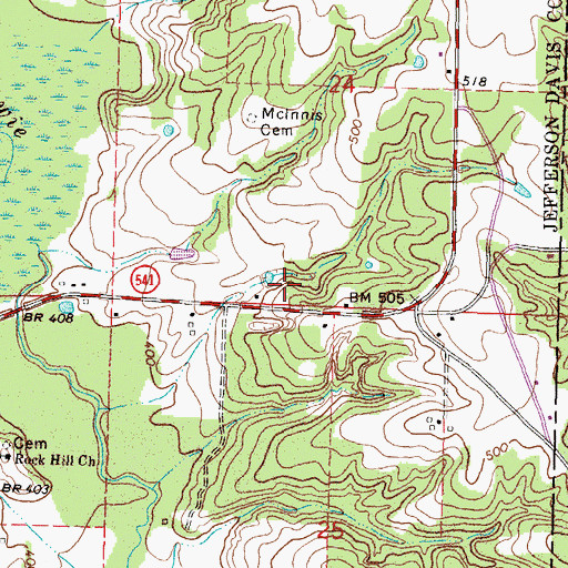 Topographic Map of Cooper Cemetery, MS