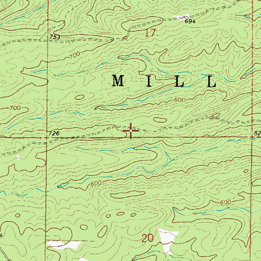 Topographic Map of Township of Mill Creek, AR