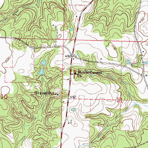 Topographic Map of Mount Carmel Cemetery, MS