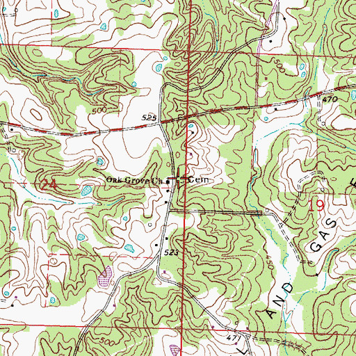 Topographic Map of Oak Grove Cemetery, MS