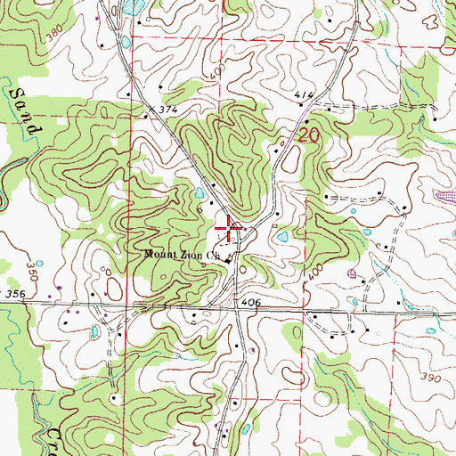Topographic Map of Mount Zion Cemetery, MS