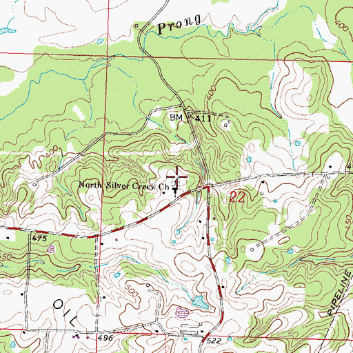 Topographic Map of North Silver Creek Cemetery, MS