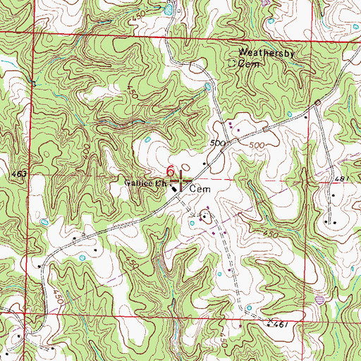 Topographic Map of Galilee Cemetery, MS