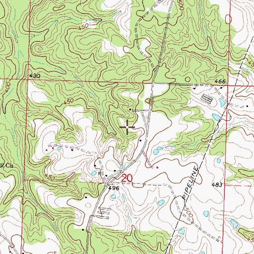 Topographic Map of Magee Cemetery, MS