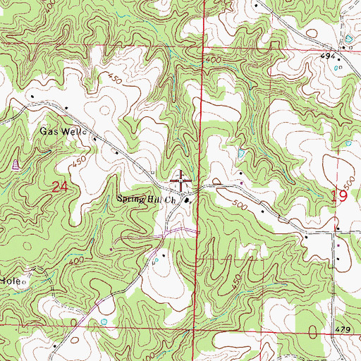 Topographic Map of Spring Hill Cemetery, MS