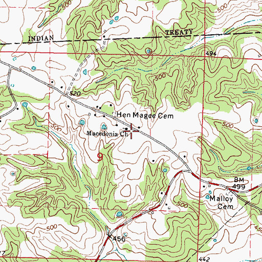 Topographic Map of Macedonia Cemetery, MS