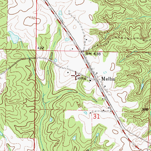 Topographic Map of Old Melba Cemetery, MS