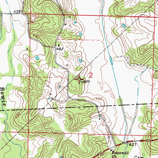 Topographic Map of Graves Cemetery, MS
