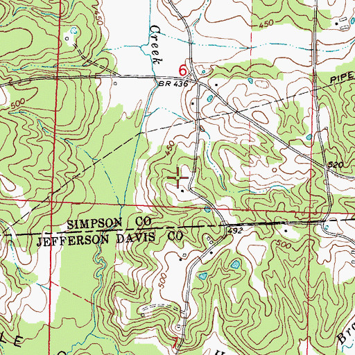 Topographic Map of Graves Cemetery, MS