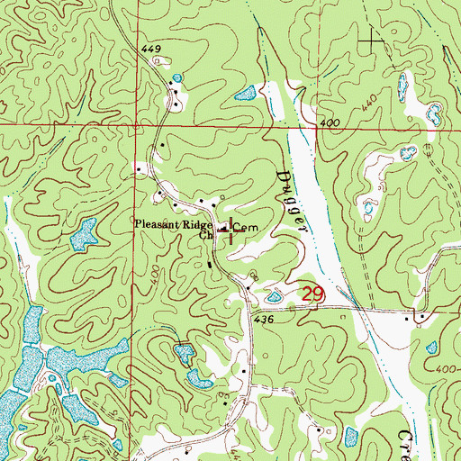 Topographic Map of East Pleasant Ridge Cemetery, MS