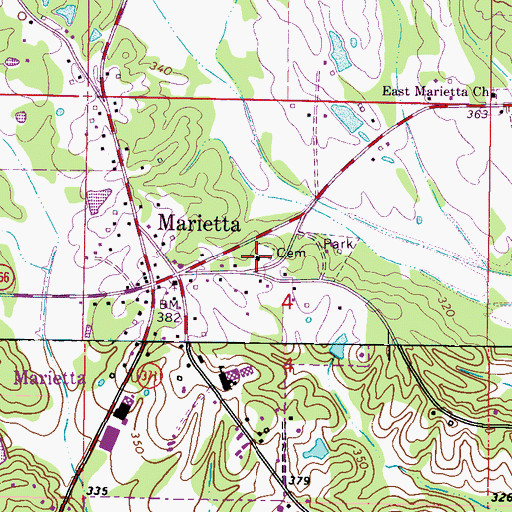 Topographic Map of Marietta Church, MS
