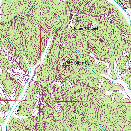 Topographic Map of Mount Olive Cemetery, MS