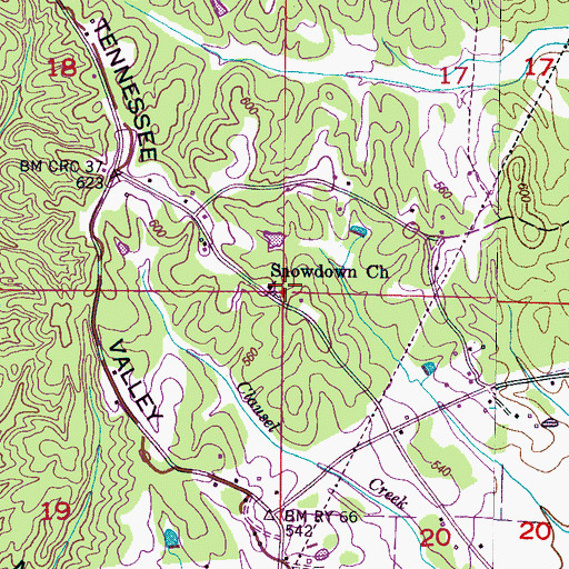 Topographic Map of Snowdown Cemetery, MS