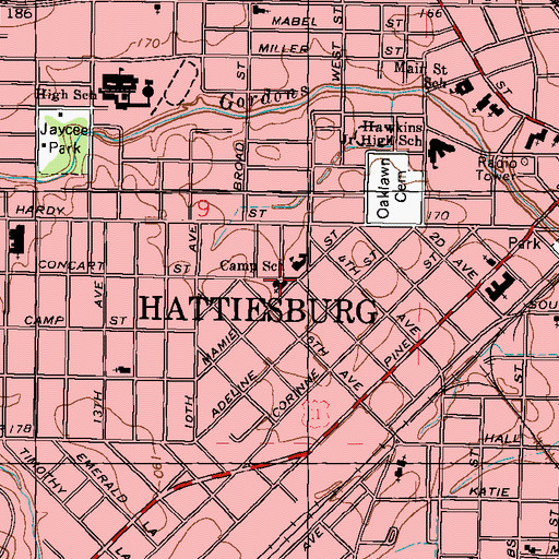 Topographic Map of Fifth Avenue Baptist Church (historical), MS