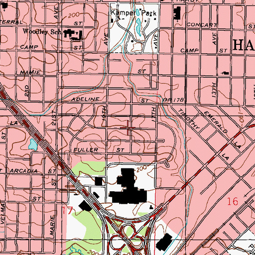 Topographic Map of Forrest Park, MS