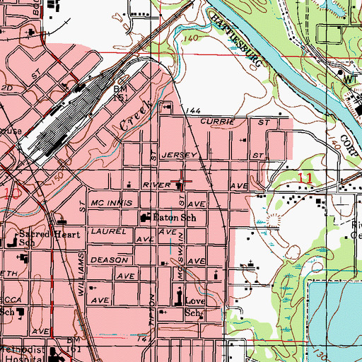 Topographic Map of River Avenue Baptist Church, MS