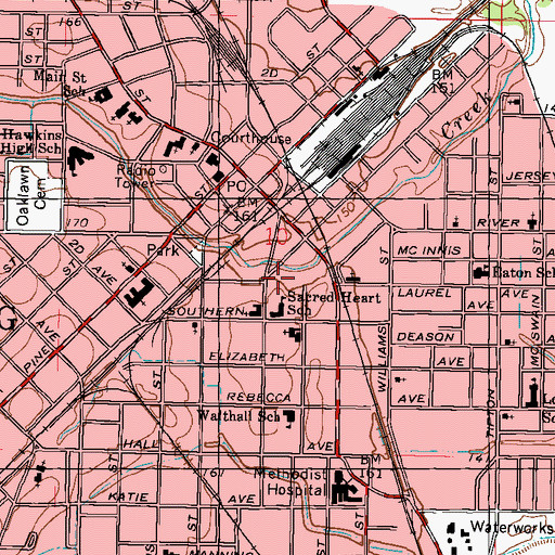 Topographic Map of South Mississippi Infirmary (historical), MS