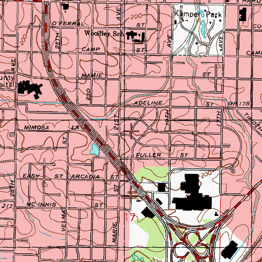 Topographic Map of Westwood, MS