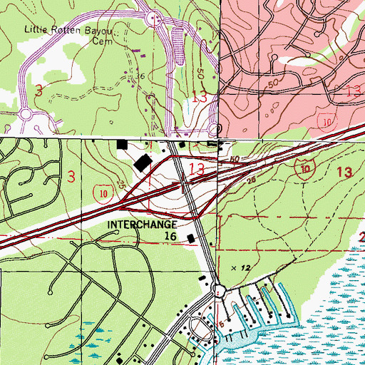 Topographic Map of Interchange 16, MS