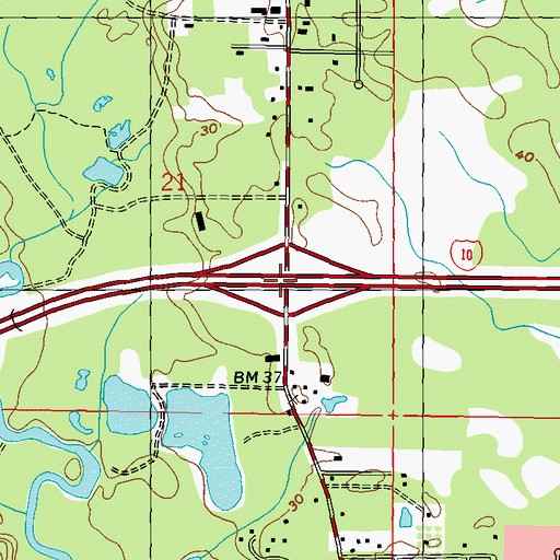 Topographic Map of Interchange 28, MS