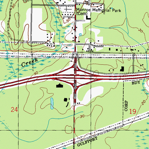 Topographic Map of Interchange 31, MS