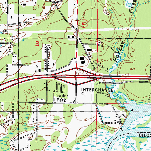 Topographic Map of Interchange 41, MS