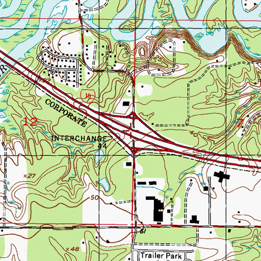 Topographic Map of Interchange 44, MS