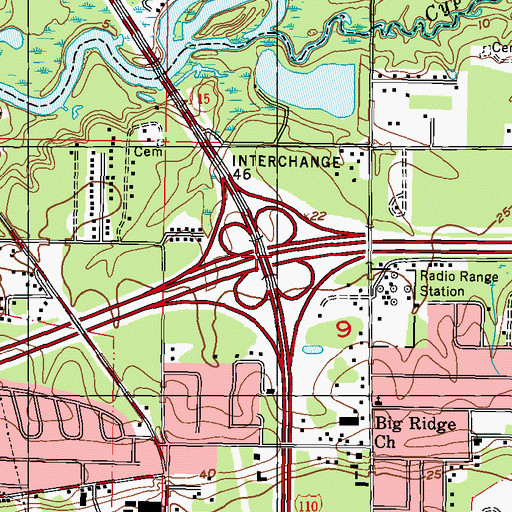 Topographic Map of Interchange 46, MS