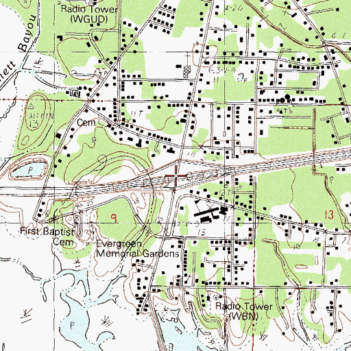 Topographic Map of Interchange 68, MS